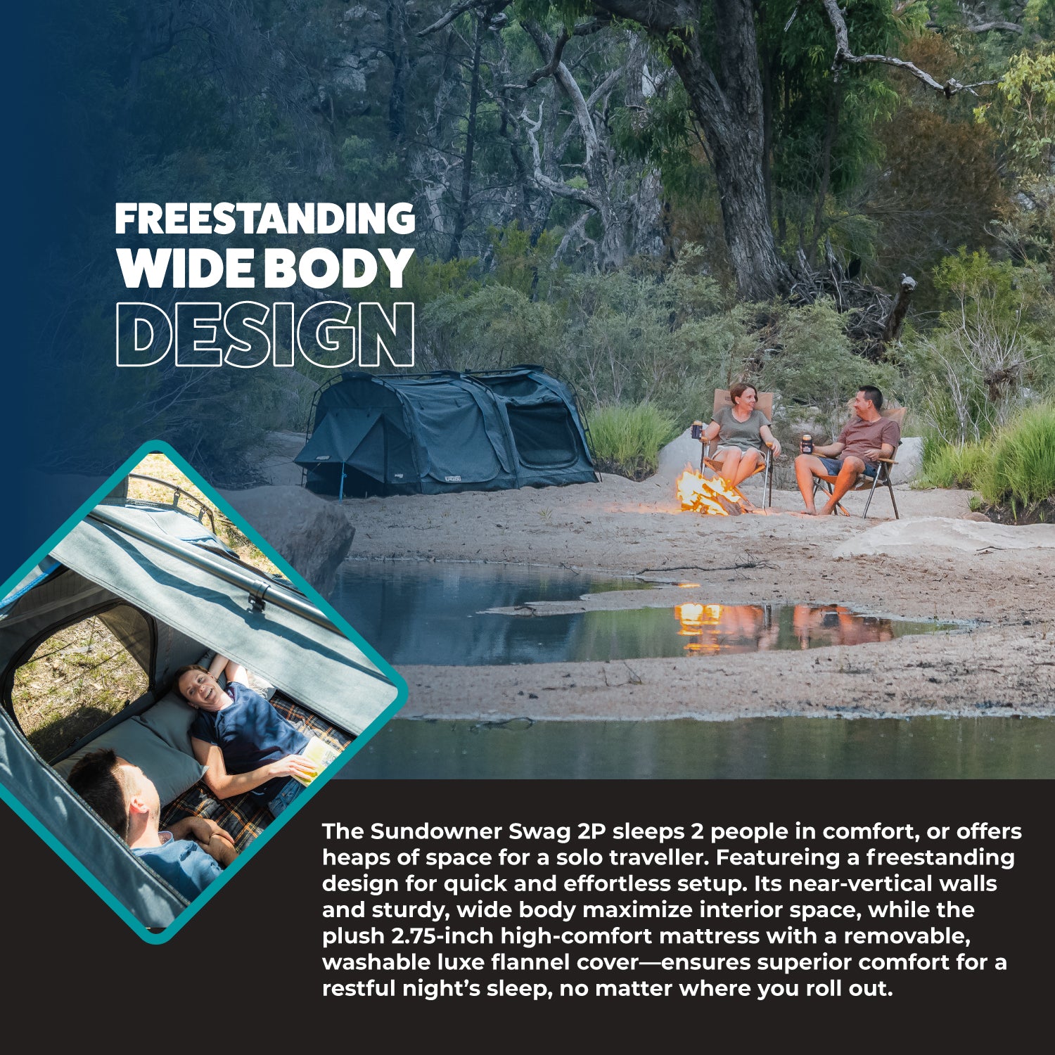 camping tent for 2 people Sundowner Swag 2P