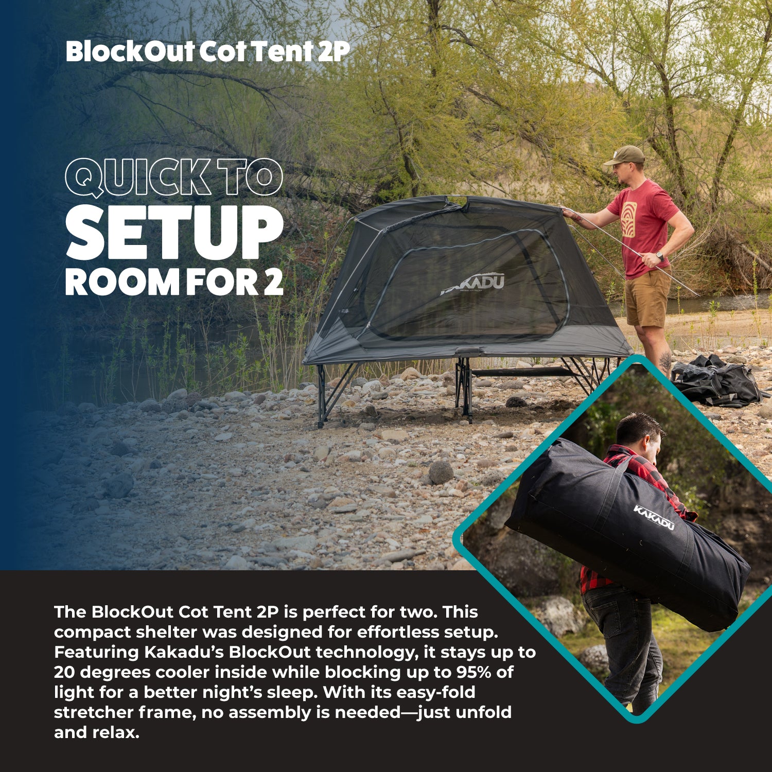 Shop BlockOut Cot Tent 2P – Double Camping Cot | Kakadu USA