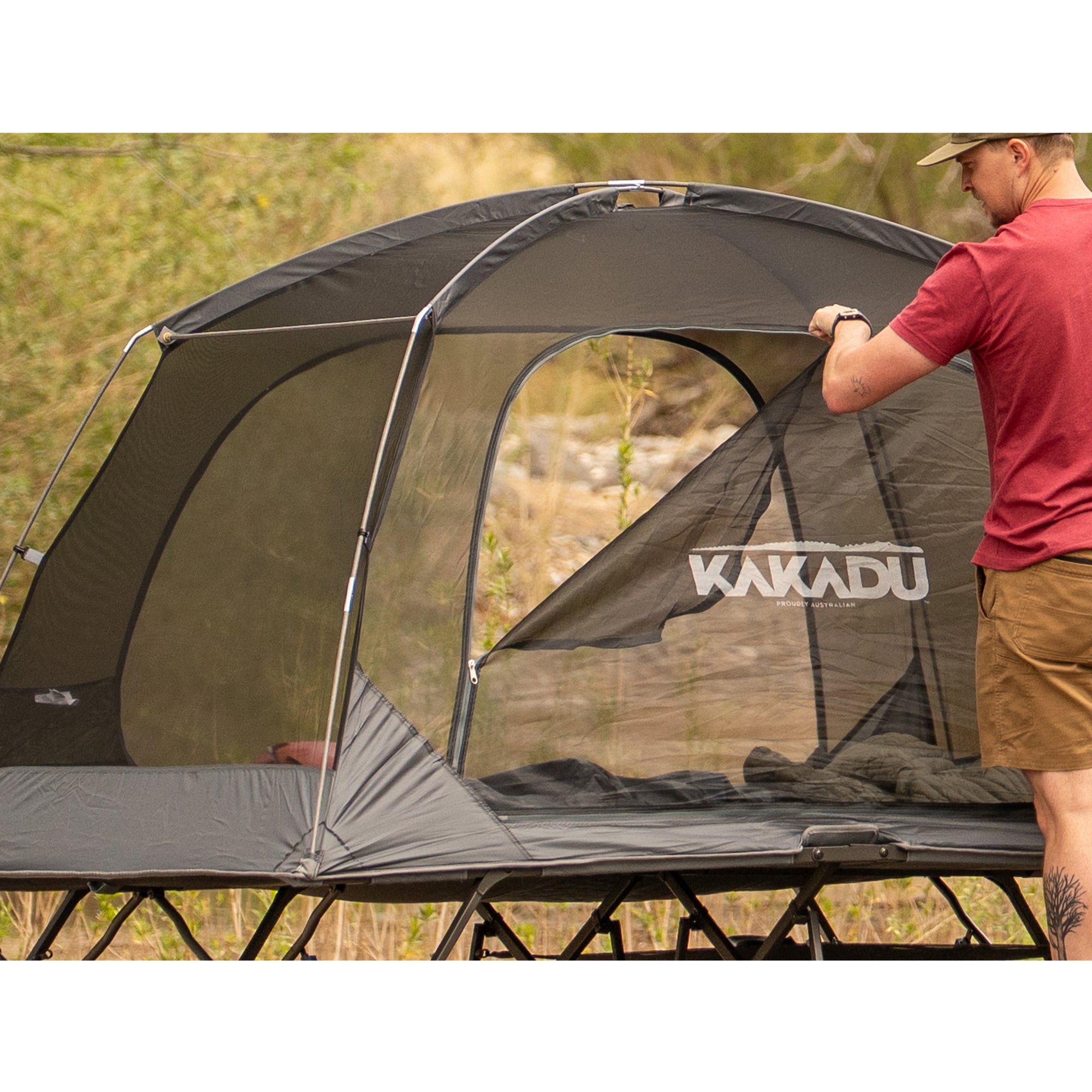 double cot tent Shop BlockOut Cot Tent 2P – Double Camping Cot