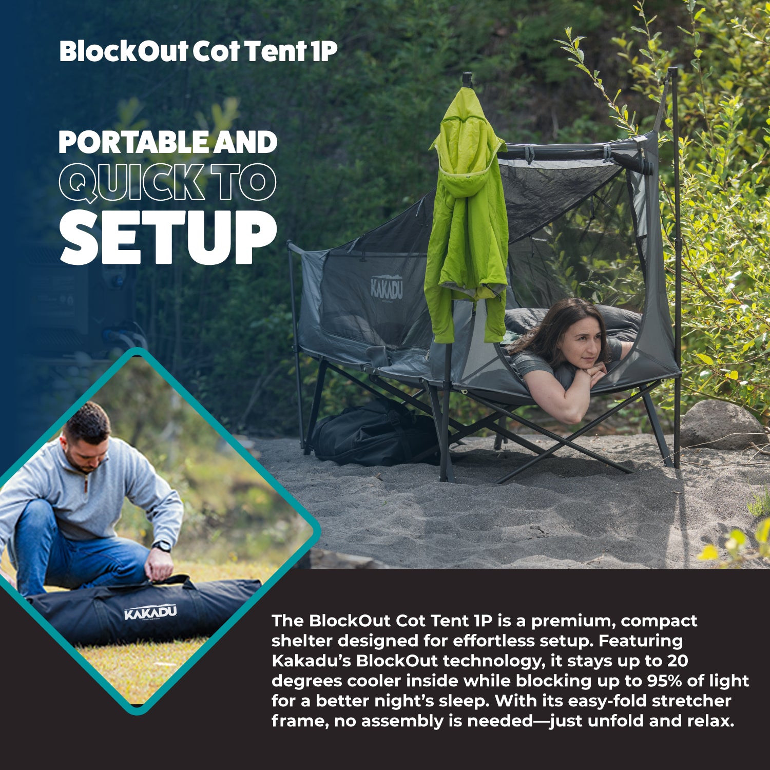 Shop BlockOut Cot Tent 1P – Compact Camping Cot | Kakadu USA